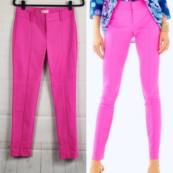 Lilly Pulitzer Pants - Lilly Pulitzer Preppy Chantal Stretch Dinner Pants in Bright Pink Raz Berry 2